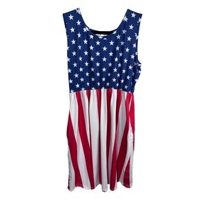 Spadehill Womens American Flag Dress Sleeveless Patriotic Star Stripe Mini M